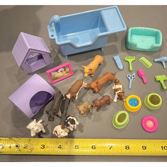 Vintage New Ray My Best Friend Dogs & Accessories Lot, Grooming, Dog Bowls, Cage - Picture 6 of 6